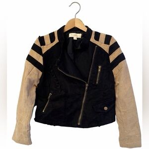 Lapis Girl Tan & Black Moto jacket. Great Condition. Size 6/6X